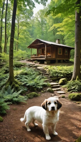 dog hiking,cavalier king charles spaniel,kooikerhondje,king charles spaniel,tibetan spaniel,japanese chin,the chubu sangaku national park,outdoor dog,dog house,wood doghouse,bavarian mountain hound,dog house frame,log home,forest workplace,log cabin,alpine dachsbracke,house in the forest,jack russel,russell terrier,the cabin in the mountains