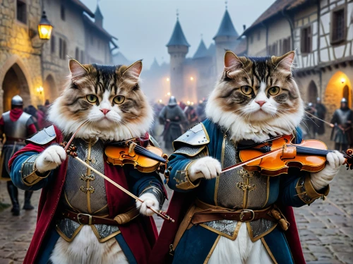 oktoberfest cats,cat european,medieval,cat warrior,musketeers,two cats,napoleon cat,bach knights castle,vintage cats,löwchen,castleguard,patrols,carolers,felines,medieval street,cats,musicians,cat family,violinists,musketeer,Photography,General,Natural