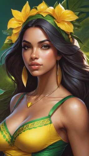 polynesian girl,hula,yellow rose background,moana,rosa ' amber cover,tiana,sunflower lace background,polynesian,sunflower,sun flowers,yellow crown amazon,sunflowers,flora,west indian jasmine,plumeria,jasmine blossom,yellow petal,tropical bloom,jasmine,luau,Conceptual Art,Fantasy,Fantasy 03