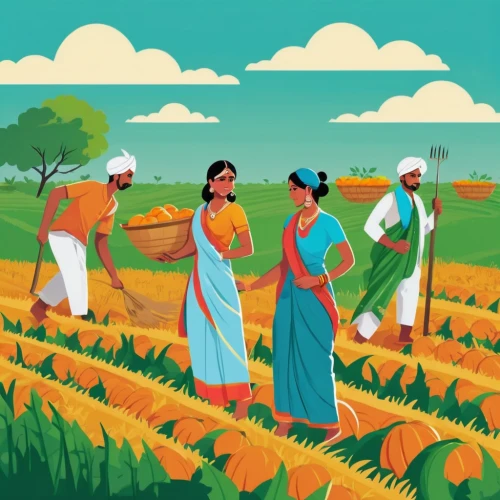 farm workers,cereal cultivation,field cultivation,barley cultivation,agriculture,farmers,arrowroot family,punjabi cuisine,agricultural,agroculture,paddy harvest,rajasthan,pongal,indian art,agricultural use,bihar,kerala,cash crop,farmer protest,india,Illustration,Japanese style,Japanese Style 06