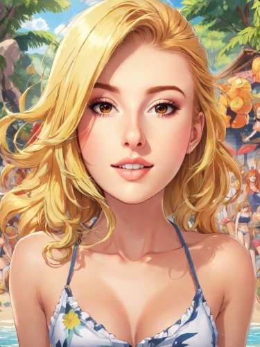 beach background,summer background,nami,portrait background,the blonde in the river,summer icons,candy island girl,natural cosmetic,elsa,magnolia,vanessa (butterfly),mermaid background,spring background,jaya,moana,rosa ' amber cover,aloha,custom portrait,luau,swimsuit,Digital Art,Anime