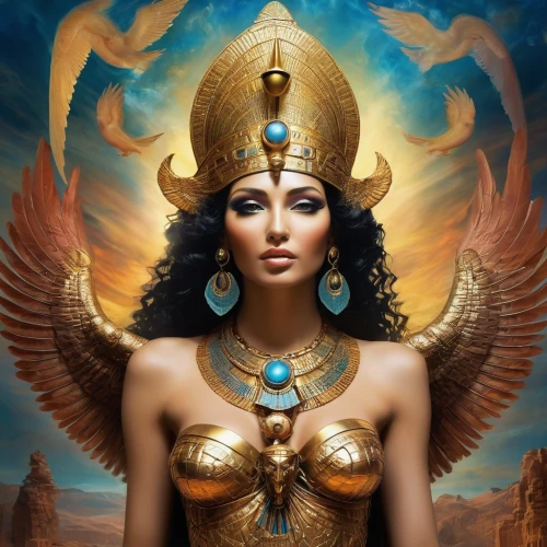 priestess,cleopatra,ancient egyptian girl,horus,athena,pharaonic,goddess of justice,fantasy art,ancient egyptian,ancient egypt,sphinx pinastri,sphinx,archangel,egyptian,mythological,maat mons,the archangel,warrior woman,sacred art,shamanic,Illustration,Realistic Fantasy,Realistic Fantasy 37
