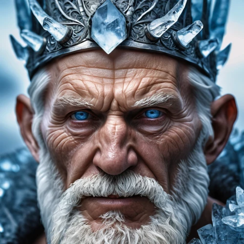 father frost,white walker,poseidon god face,king lear,lokportrait,bran,game of thrones,ice queen,ice,iceman,king ortler,angry man,the snow queen,thrones,icelanders,crown render,male elf,fantasy portrait,viking,tyrion lannister,Photography,General,Realistic