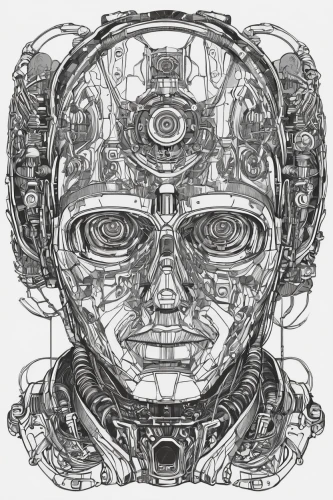 biomechanical,cybernetics,cyborg,mechanical,endoskeleton,wireframe,wireframe graphics,covid-19 mask,sci fiction illustration,humanoid,trip computer,cyber,geometric ai file,machine,skull drawing,artificial intelligence,robotic,neural network,robot eye,human head,Illustration,Black and White,Black and White 28