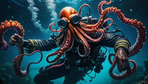 kraken,giant pacific octopus,giant squid,octopus,fun octopus,octopus tentacles,cephalopod,scuba,calamari,cephalopods,tentacles,deep sea diving,octopus vector graphic,divemaster,marine animal,deep sea nautilus,deep sea,nautilus,aquanaut,squid rings,Art,Classical Oil Painting,Classical Oil Painting 21