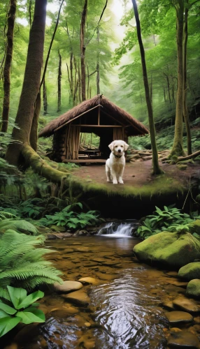 house in the forest,west highland white terrier,sealyham terrier,dog illustration,world digital painting,glen of imaal terrier,great pyrenees,dog hiking,english white terrier,water mill,the chubu sangaku national park,dog house,old english sheepdog,japan landscape,havanese,japanese terrier,forest workplace,wood doghouse,bavarian forest,tyrolean hound