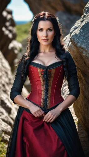 celtic woman,celtic queen,bodice,celtic harp,red tunic,fantasy woman,women's clothing,women clothes,heroic fantasy,queen of hearts,sorceress,fantasy portrait,princess sofia,mulan,fairy tale character,a charming woman,hoopskirt,lena,swath,digital compositing,Photography,General,Realistic