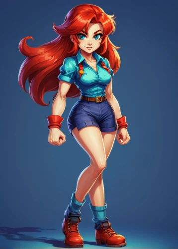 nami,starfire,merida,scandia gnome,girl in overalls,muscle woman,elza,kosmea,vector girl,ariel,daphne,maci,game illustration,rockabella,sports girl,cute cartoon character,redhead doll,red-haired,redheads,lilo,Unique,Pixel,Pixel 05