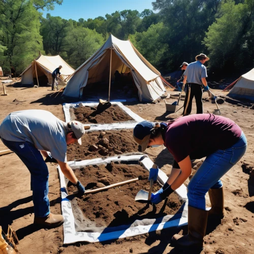 archaeological dig,mound-building termites,bannack camping tipi,camping tipi,tent camp,excavation work,excavation site,fossil beds,roman excavation,unhoused,yurts,tourist camp,tent tops,sandbox,tent anchor,camps radic,archaeology,excavation,brick-laying,elephant camp,Conceptual Art,Fantasy,Fantasy 20