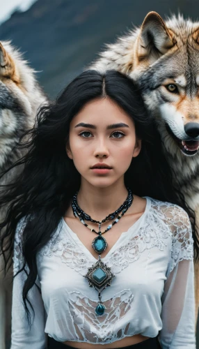 wolves,two wolves,howling wolf,warrior woman,shamanism,shamanic,bohemian shepherd,wolf,pocahontas,germanic tribes,european wolf,photoshop manipulation,fantasy picture,wolf's milk,wolf hunting,wolf couple,protectors,gray wolf,image manipulation,heroic fantasy,Photography,Documentary Photography,Documentary Photography 08