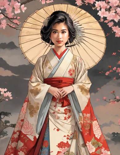 geisha girl,geisha,japanese woman,japanese art,hanbok,oriental princess,japanese floral background,plum blossoms,mukimono,oriental girl,japanese sakura background,japanese culture,oriental painting,kimono fabric,kimono,japanese style,plum blossom,floral japanese,motsunabe,japanese background,Digital Art,Comic