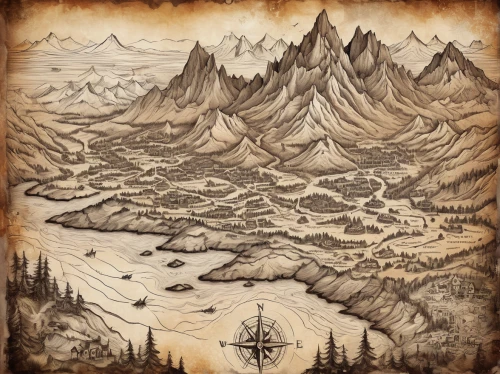 mountain world,treasure map,mountainous landforms,mountain ranges,the landscape of the mountains,northrend,mountain settlement,mountains,mountain valleys,mountainous landscape,old world map,mountain range,mountain scene,cartography,autumn mountains,mountain landscape,high mountains,snowy peaks,the spirit of the mountains,snow mountains,Photography,Black and white photography,Black and White Photography 04