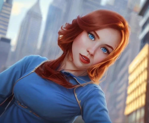 transistor,retro girl,nami,world digital painting,retro woman,samara,symetra,asuka langley soryu,elsa,city ​​portrait,fantasy portrait,cg artwork,digital painting,kat,nora,mystique,redhead doll,ann margarett-hollywood,redheads,red-haired,Common,Common,Cartoon