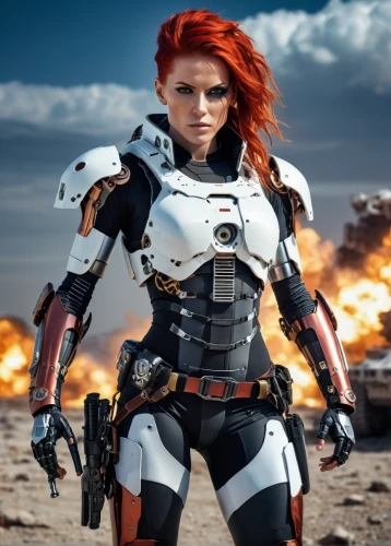 ballistic vest,female warrior,woman fire fighter,heavy armour,woman holding gun,digital compositing,cosplay image,war machine,combat medic,girl with gun,hard woman,mercenary,asuka langley soryu,renegade,sprint woman,spartan,massively multiplayer online role-playing game,photoshop manipulation,biomechanical,robot combat