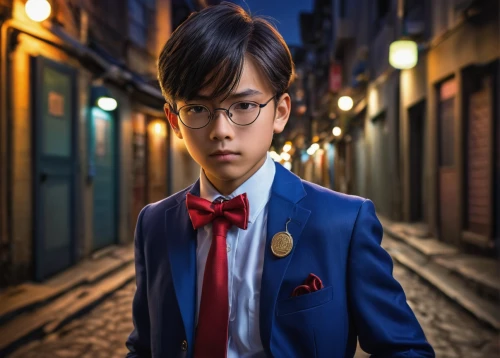 detective conan,red tie,bowtie,silk tie,yukio,formal guy,wooden bowtie,bow tie,bow-tie,portrait photography,anime japanese clothing,necktie,cosplay image,men's suit,kai yang,white-collar worker,businessman,cosplayer,smart look,suit actor,Art,Classical Oil Painting,Classical Oil Painting 18