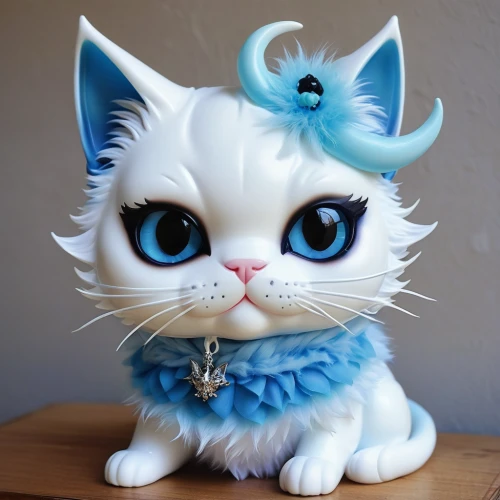 doll cat,cat with blue eyes,blue eyes cat,porcelaine,cat kawaii,wind-up toy,plush figure,cute cat,ori-pei,lucky cat,artist doll,handmade doll,tea party cat,white cat,winterblueher,jasmine blue,blue and white porcelain,feline look,feline,capricorn kitz,Illustration,Abstract Fantasy,Abstract Fantasy 10