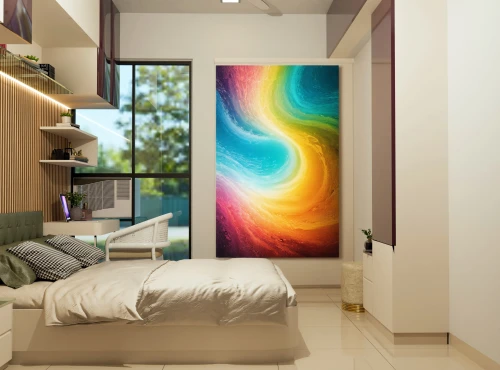 modern decor,modern room,contemporary decor,slide canvas,abstract painting,smart home,room divider,abstract artwork,guest room,wall decor,wall art,interior decoration,sky apartment,colorful spiral,sleeping room,wall decoration,interior design,plasma tv,abstract design,abstract cartoon art