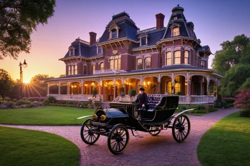 victorian,victorian style,victorian house,the victorian era,country hotel,fairy tale castle,disneyland park,wild west hotel,fairytale castle,the disneyland resort,wooden carriage,henry g marquand house,carriage ride,horse carriage,grand hotel,country house,fairy tale,luxury hotel,horse drawn carriage,horse-drawn carriage,Illustration,Retro,Retro 02
