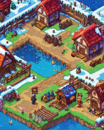 winter village,popeye village,resort town,aurora village,fishing village,seaside resort,seaside country,villages,alpine village,escher village,korean village snow,mountain village,knight village,tavern,ski resort,nativity village,harbor area,traditional village,harbor,farms,Conceptual Art,Fantasy,Fantasy 26