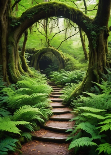 forest path,fairytale forest,green forest,fairy forest,the mystical path,enchanted forest,wooden path,tree lined path,winding steps,elven forest,tunnel of plants,hiking path,forest glade,forest floor,pathway,germany forest,hollow way,greenforest,tree top path,plant tunnel,Art,Artistic Painting,Artistic Painting 50
