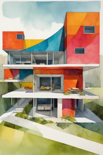 habitat 67,cubic house,dunes house,modern architecture,houses clipart,mid century house,house painting,facade painting,mid century modern,cube house,contemporary,modern house,house drawing,cube stilt houses,frame house,residential,colorful facade,arhitecture,kirrarchitecture,glass facades,Conceptual Art,Fantasy,Fantasy 09