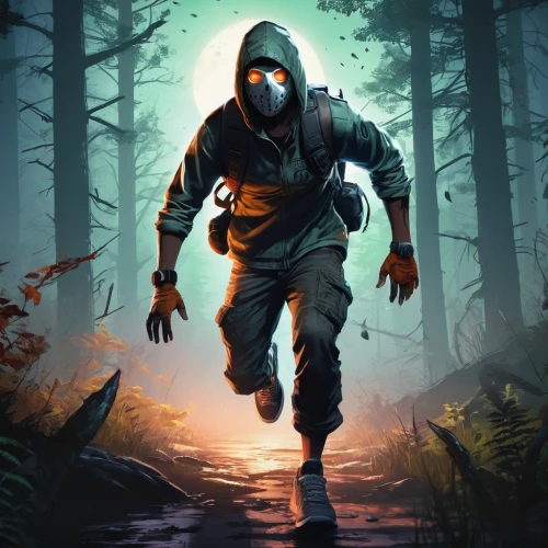 hooded man,forest man,game illustration,woodsman,the wanderer,game art,patrol,action-adventure game,forest background,scavenger,forest workers,assassin,adventure game,bandit theft,vigil,hunter,android game,twitch icon,ranger,outbreak,Conceptual Art,Daily,Daily 24