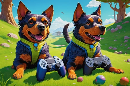 german shepards,raging dogs,two dogs,color dogs,two running dogs,dog sports,playing dogs,easter dog,doggies,easter easter egg,game art,easter eggs,playing puppies,hunting dogs,companion dog,doberman,game illustration,fortnite,dog illustration,corgis,Conceptual Art,Sci-Fi,Sci-Fi 18