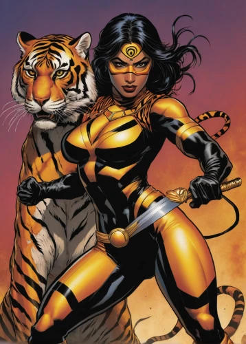 firestar,rosa ' amber cover,huntress,female warrior,birds of prey,bengal,strong women,birds of prey-night,warrior woman,panther,super heroine,wasp,darth talon,tigers,kryptarum-the bumble bee,tiger,strong woman,cat warrior,tigerle,she feeds the lion,Illustration,American Style,American Style 08