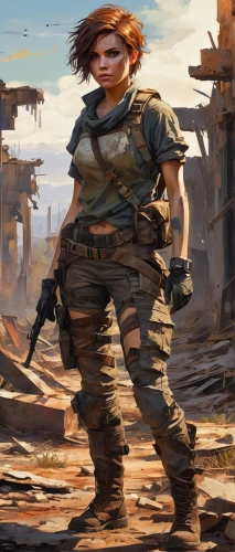 girl with gun,nora,mercenary,girl with a gun,woman holding gun,lara,post apocalyptic,female warrior,combat medic,gi,cargo pants,renegade,fallout4,fatayer,female worker,ranger,kosmea,nomad,wasteland,croft,Art,Artistic Painting,Artistic Painting 45