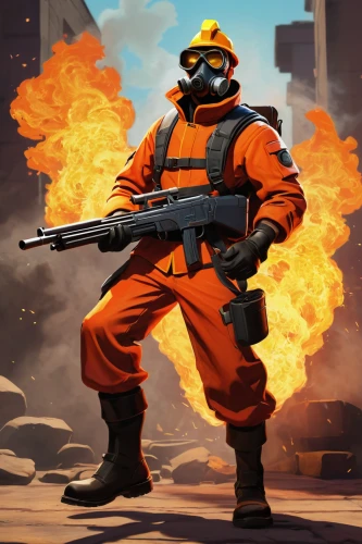 pyro,firefighter,orange,fire background,defense,fire fighter,combat medic,medic,fire master,pyrogames,magma,gas grenade,fire-fighting,scorch,fireman,ground fire,smoke background,molten,inferno,firebrat,Art,Classical Oil Painting,Classical Oil Painting 15