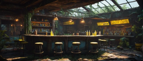 apothecary,drinking establishment,liquor bar,unique bar,tavern,barber shop,piano bar,fallout shelter,bartender,soda fountain,lost place,bar counter,lostplace,soda shop,the coffee shop,barbershop,cosmetics counter,fallout4,abandoned place,shopkeeper,Illustration,Paper based,Paper Based 06