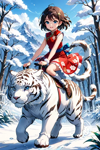 snow scene,snow white,white tiger,winter animals,siberian tiger,glory of the snow,white winter dress,snow leopard,snow drawing,snowy,winter background,bengal tiger,girl and boy outdoor,in the snow,snow trail,red riding hood,snow ball,tigers,studio ghibli,forest animals,Anime,Anime,Realistic