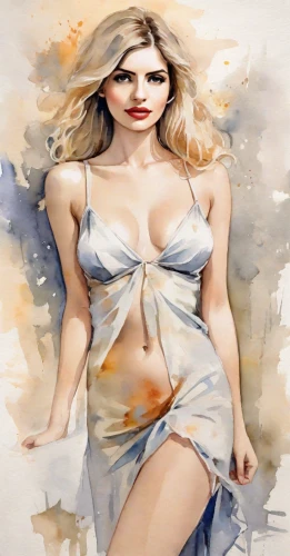 fashion illustration,watercolor women accessory,watercolor pin up,blonde woman,art painting,fashion vector,photo painting,femininity,watercolor painting,image manipulation,the blonde in the river,world digital painting,watercolor paint,women fashion,watercolor paint strokes,cd cover,italian painter,blonde girl,decorative figure,oil painting on canvas,Digital Art,Watercolor