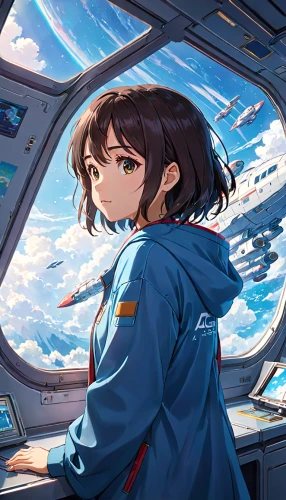 astronaut,sky,pilot,fighter pilot,plane,earth rise,navigation,capsule,approach,blue sky,horizon,glider pilot,the horizon,astronomer,at sea,euphonium,flight,departure,skies,sailing wing,Anime,Anime,Realistic