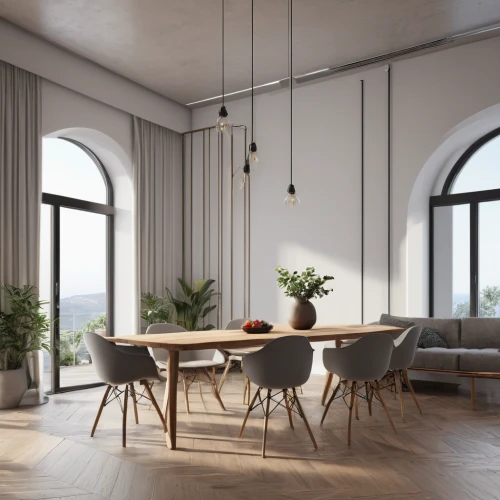 wooden windows,apartment,danish furniture,an apartment,3d rendering,modern decor,shared apartment,home interior,dining table,dining room table,loft,livingroom,living room,scandinavian style,render,kitchen design,kitchen & dining room table,modern room,dining room,interiors,Photography,General,Realistic