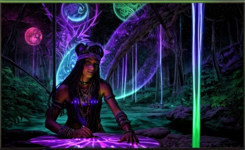 shamanism,elven forest,shamanic,the enchantress,sorceress,elven,druid,shaman,fantasy picture,druids,the mystical path,fantasy art,anahata,enchanted forest,priestess,patrol,faerie,ipê-purple,holy forest,druid grove