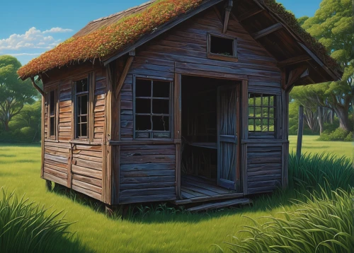 small cabin,small house,wooden hut,shed,little house,garden shed,log cabin,farm hut,wooden house,straw hut,sheds,outhouse,cabin,log home,wood doghouse,summer cottage,lonely house,grass roof,country cottage,farmstead,Illustration,Retro,Retro 16