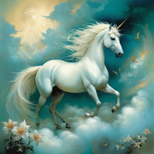a white horse,unicorn art,unicorn background,albino horse,white horse,dream horse,unicorn,white horses,pegasus,constellation unicorn,arabian horse,golden unicorn,equine,spring unicorn,painted horse,my little pony,beautiful horses,horse,unicorns,a horse,Illustration,Realistic Fantasy,Realistic Fantasy 16
