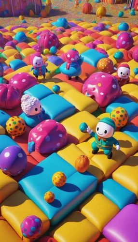 ball pit,bouncy castle,bouncy castles,bounce house,bouncing castle,playmat,seamless texture,orbeez,cartoon video game background,maze,candy pattern,inflatable pool,cube surface,cartoon forest,children's background,cube sea,pink squares,crowded,3d background,mushroom landscape,Illustration,Retro,Retro 24