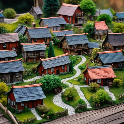 korean folk village,escher village,wooden houses,folk village,alpine village,popeye village,model railway,nativity village,mountain village,mud village,korean village snow,miniature house,villages,miniature figures,row of houses,cottages,aurora village,traditional village,mountain huts,huts,Photography,General,Fantasy