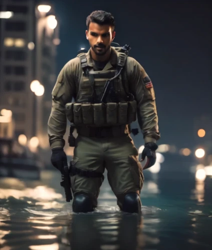 the man in the water,ballistic vest,marine,aquanaut,water police,cargo,e-flood,actionfigure,mercenary,action figure,dry suit,pubg mascot,the man floating around,game figure,harvey,cargo pants,lifejacket,swat,special forces,cod