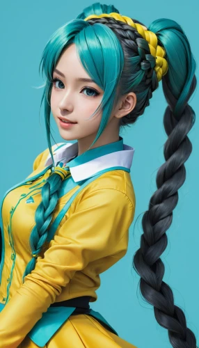 hatsune miku,miku,kotobukiya,hanbok,vocaloid,anime 3d,mikuru asahina,stylized macaron,3d model,3d figure,aqua,painter doll,cyan,navi,yuzu,female doll,anime girl,artist doll,teal blue asia,japanese doll,Conceptual Art,Fantasy,Fantasy 03