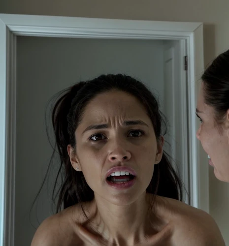 scared woman,the girl's face,video scene,stressed woman,acting,rented,hands over mouth,woman's face,the girl in the bathtub,the mirror,woman face,facial,scary woman,facial expression,anguish,female hollywood actress,frightened,uploading,shoulder pain,pain mother