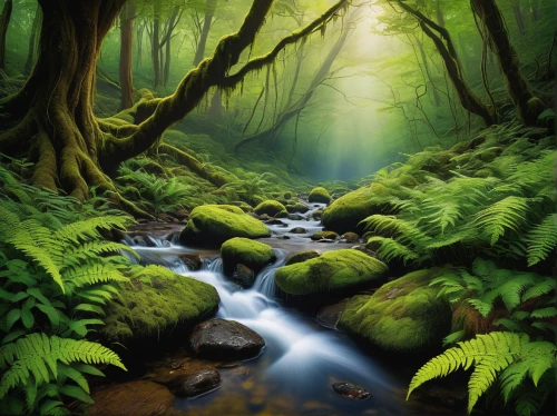 green forest,elven forest,riparian forest,forest landscape,fairy forest,tropical and subtropical coniferous forests,forest background,fairytale forest,mountain stream,rain forest,aaa,green wallpaper,flowing creek,enchanted forest,rainforest,green landscape,green waterfall,valdivian temperate rain forest,germany forest,forest glade,Illustration,Realistic Fantasy,Realistic Fantasy 34