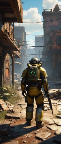 fallout4,fallout,mech,fresh fallout,mecha,wasteland,heavy construction,bastion,bumblebee,concept art,scrapyard,engineer,yellow machinery,patrols,military robot,development concept,industries,scrap dealer,refinery,centurion,Art,Classical Oil Painting,Classical Oil Painting 42