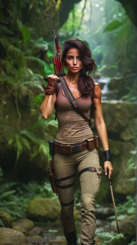 female warrior,lara,warrior woman,huntress,digital compositing,bow and arrows,robin hood,katniss,fae,adventurer,heroic fantasy,barbarian,trekking pole,fantasy picture,bows and arrows,farmer in the woods,fantasy woman,cave girl,trekking poles,3d archery