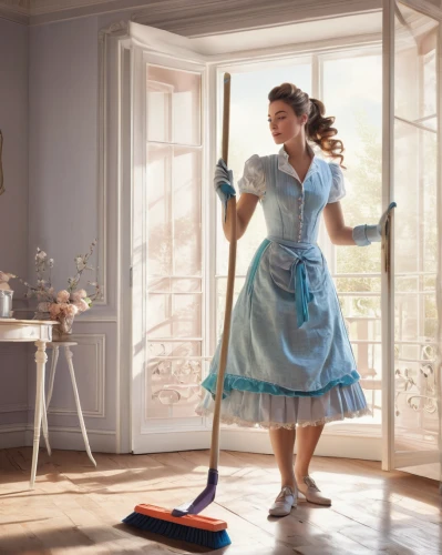 housework,cleaning woman,housekeeper,housekeeping,cleaning service,together cleaning the house,housewife,household cleaning supply,chores,sweeping,sweep,carpet sweeper,cleaning,window cleaner,girl in the kitchen,cinderella,homemaker,cleaning supplies,broomstick,maid,Conceptual Art,Fantasy,Fantasy 24