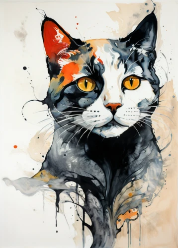 watercolor cat,drawing cat,cat drawings,calico cat,cat vector,cat portrait,american shorthair,tabby cat,whimsical animals,cat image,cartoon cat,cat sparrow,domestic cat,two cats,breed cat,the cat,feline,ink painting,cat cartoon,anthropomorphized animals,Conceptual Art,Oil color,Oil Color 08