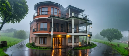 kerala,build by mirza golam pir,modern architecture,modern house,residential house,3d rendering,wooden house,two story house,cubic house,apartment house,cube stilt houses,residential tower,house in mountains,tropical house,beautiful home,small house,apartment building,miniature house,architectural style,asian architecture,Photography,General,Realistic