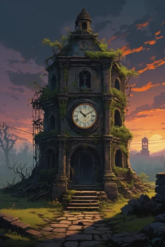 grandfather clock,clock tower,clockmaker,ruins,old clock,ancient house,clock,lostplace,ancient city,lost place,violet evergarden,ruin,time spiral,mausoleum ruins,witch's house,the ruins of the,clock face,tower clock,abandoned place,ghost castle,Conceptual Art,Daily,Daily 29